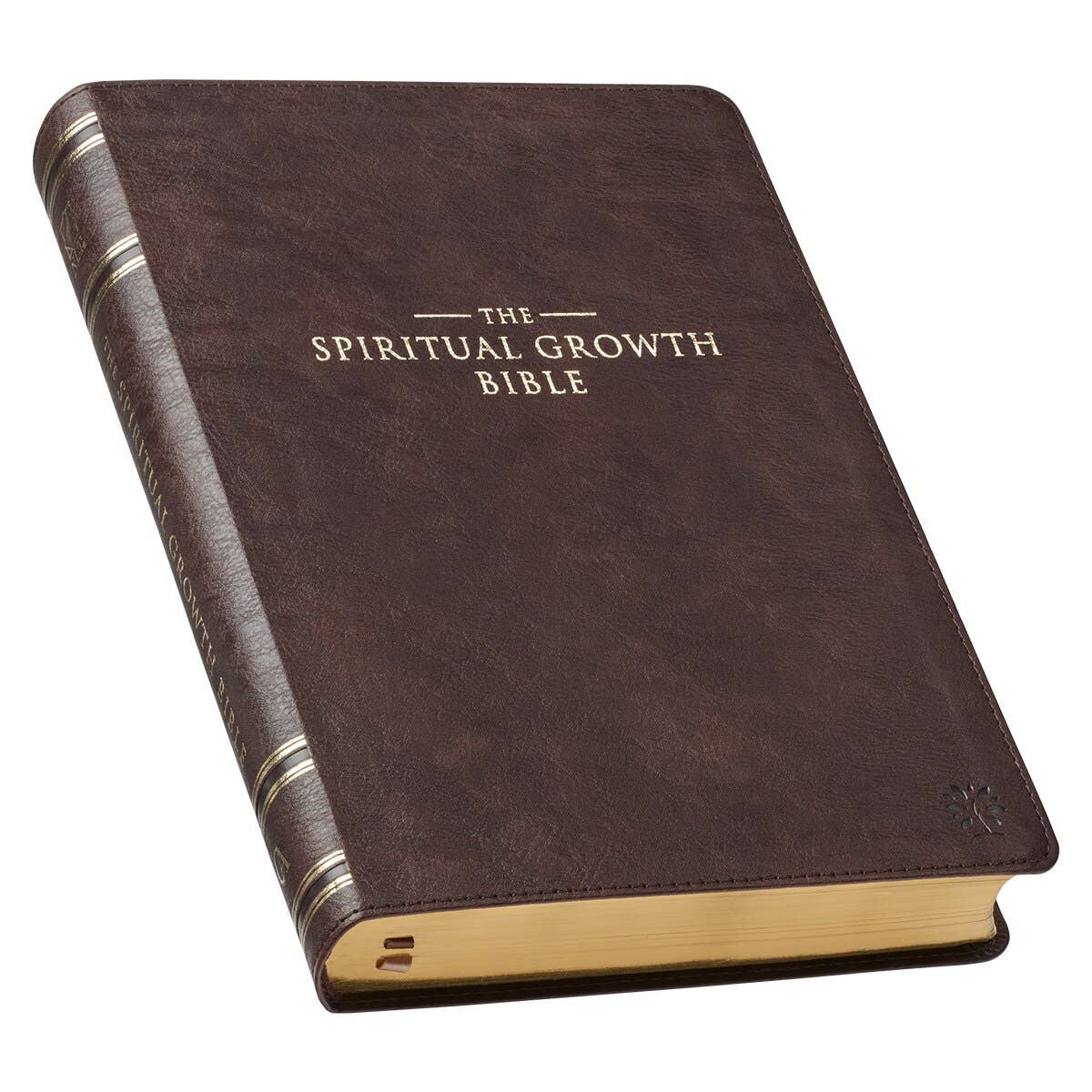 NLT, The Spiritual Growth Bible Faux Leather, Walnut Brown