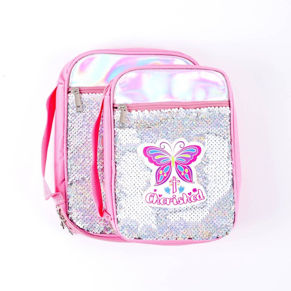 Canvas Bible Cover with Reversible Sequins - Cherished - M