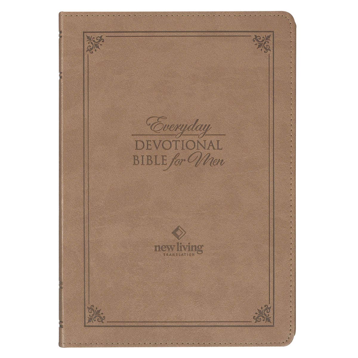 Devotional Bible NLT for Men Faux Leather, Tan