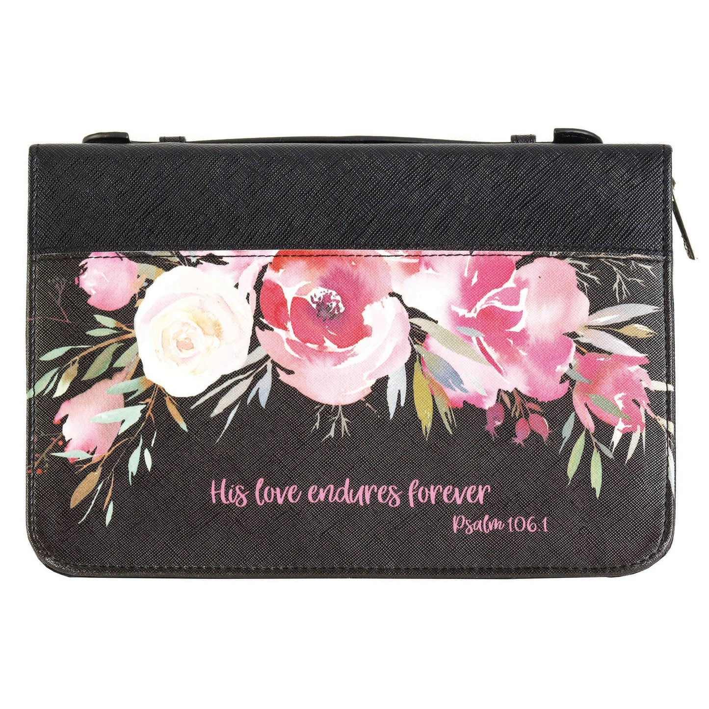 White Dove Bible Cover His love endures forever Black XL