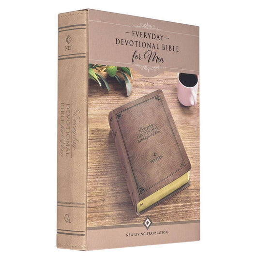 Devotional Bible NLT for Men Faux Leather, Tan