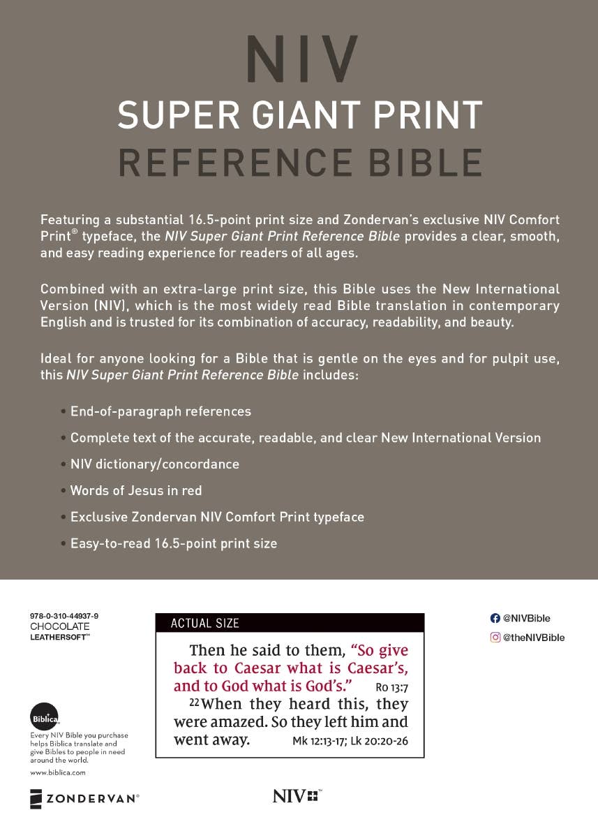 NIV, Super Giant Print Reference Bible