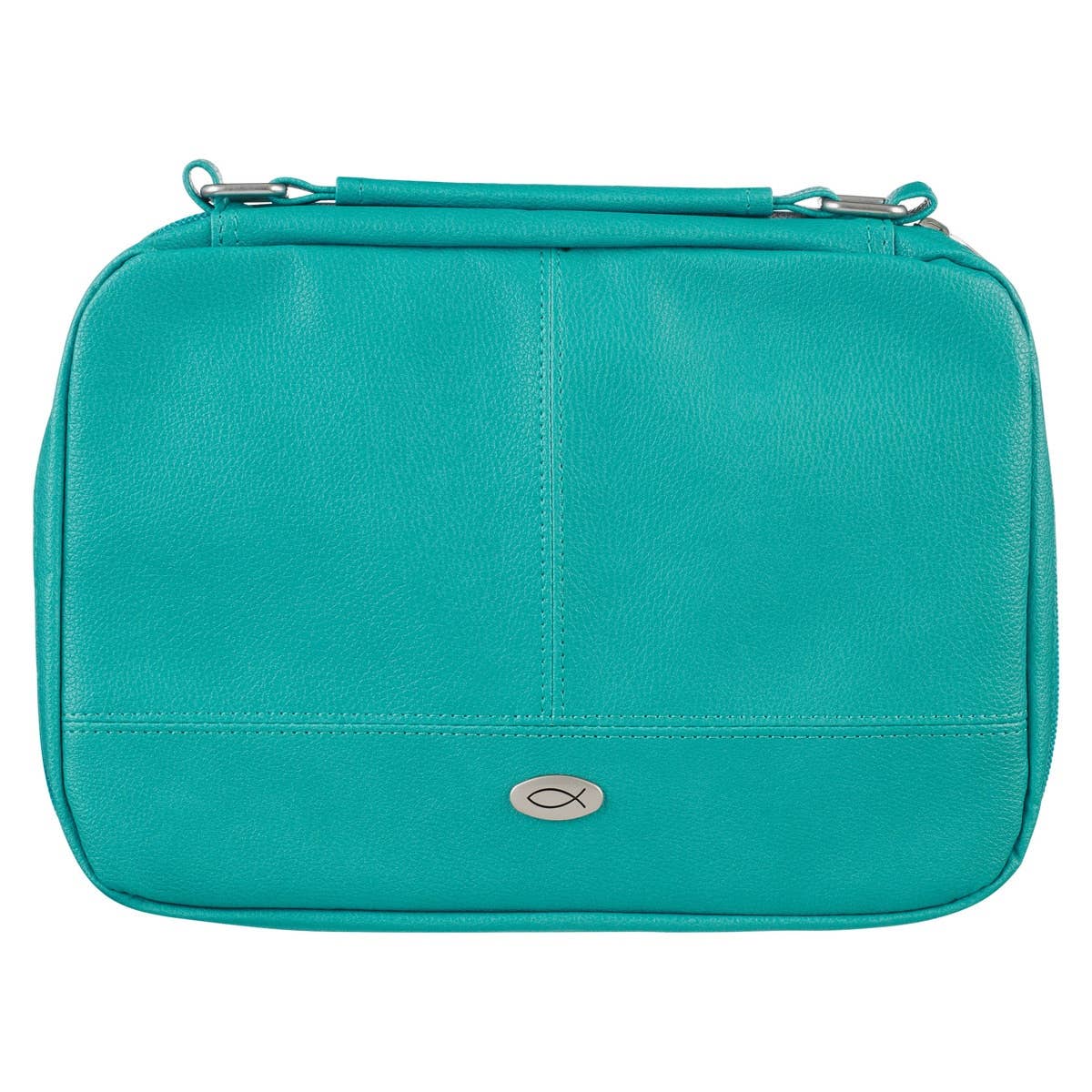 Bible Cover Organizer Two-fold Turquoise w/Ichthus Badge