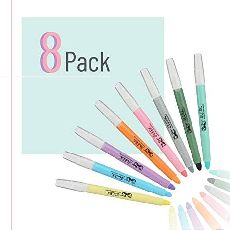 Pastel Gel Highlighters, No Bleed, 8 Pack