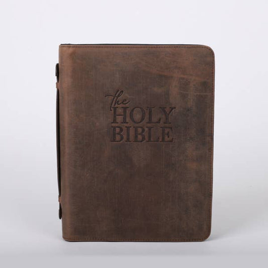 Bible Cover Leather Holy Bible Brown L