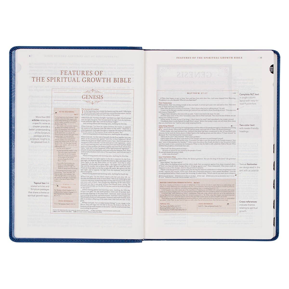 NLT, The Spiritual Growth Bible Faux Leather, Navy